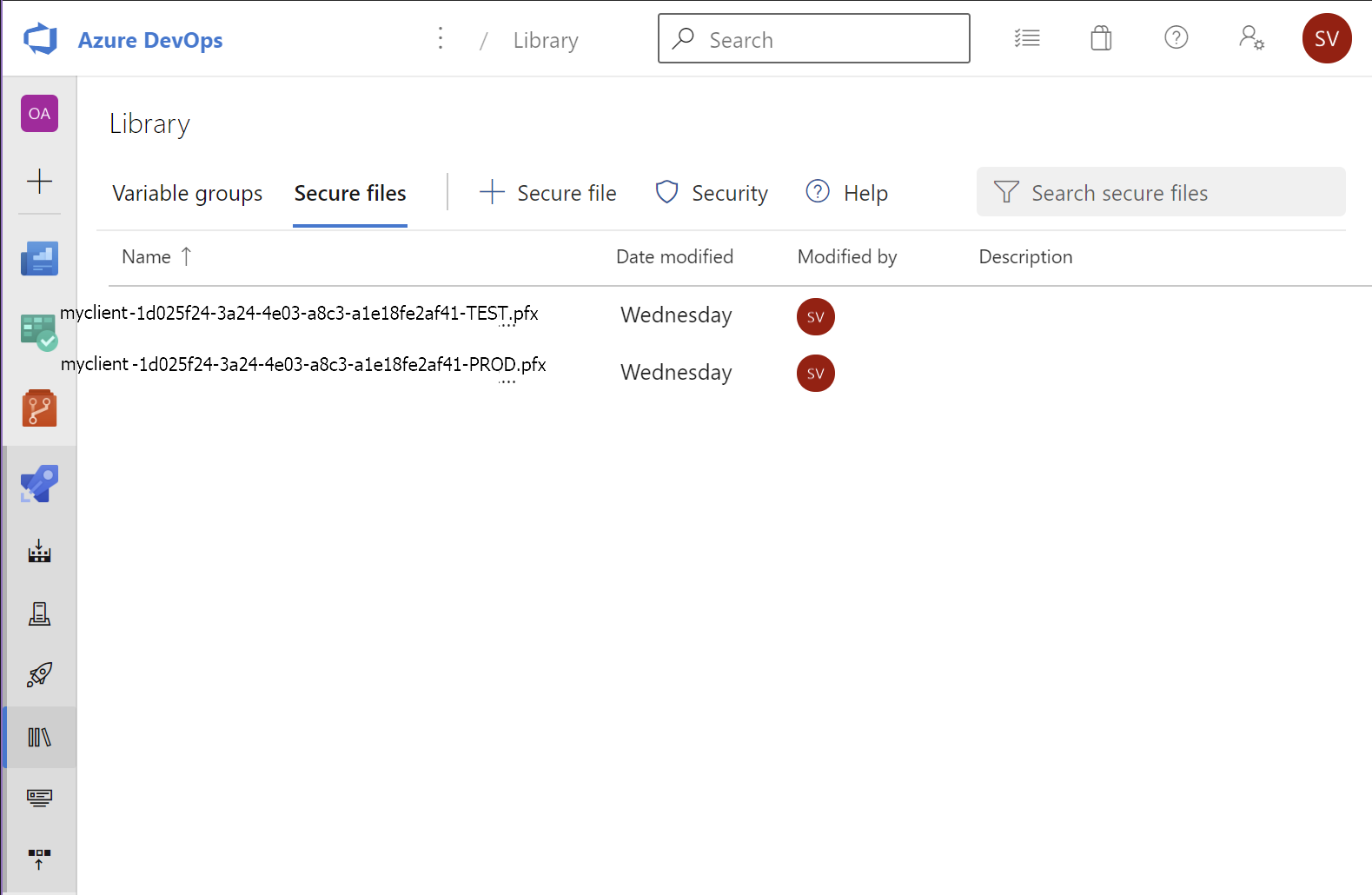 Add certificates as secure files to Azure DevOps